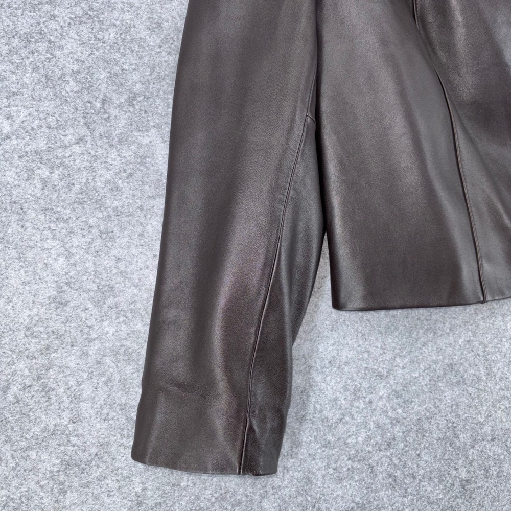 Preston & York Brown Lambskin Leather Jacket Genuine Raccoon Fur Collar Medium - Picture 11 of 11
